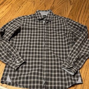 Men’s Hugo Boss grey plaid button down
